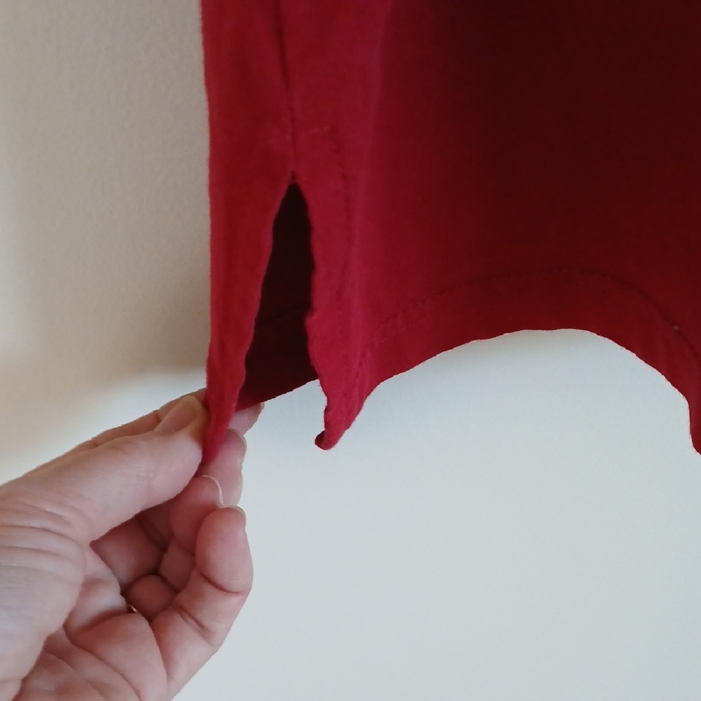 Woman Within Red V-Neck Top 1X 100% Cotton - flaw - Picture 5 of 8